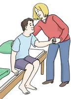 Person hilf einer anderen Person aufzustehen