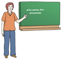 Person steht an einer Schultafel