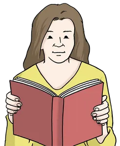 Eine Person liest in einem Buch